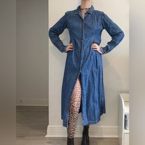 Vintage Denim Maxi shirt Dress for Women